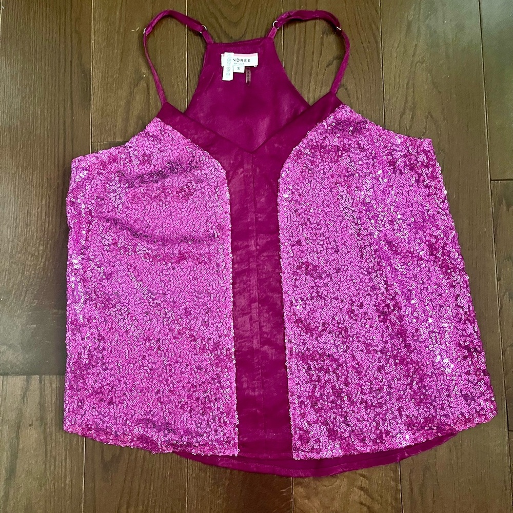Andrée by Unit Magenta Sequin Tank Top